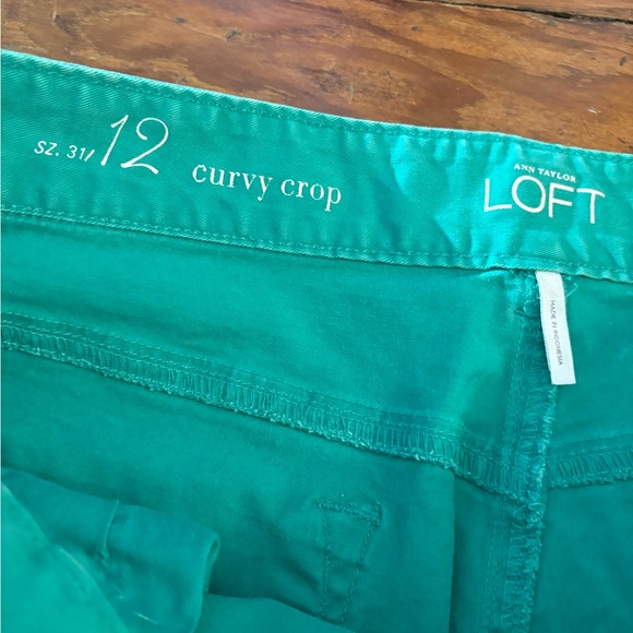 Loft Ann Taylor curved crop teal green blue flattering pants size 12 - Picture 3 of 4